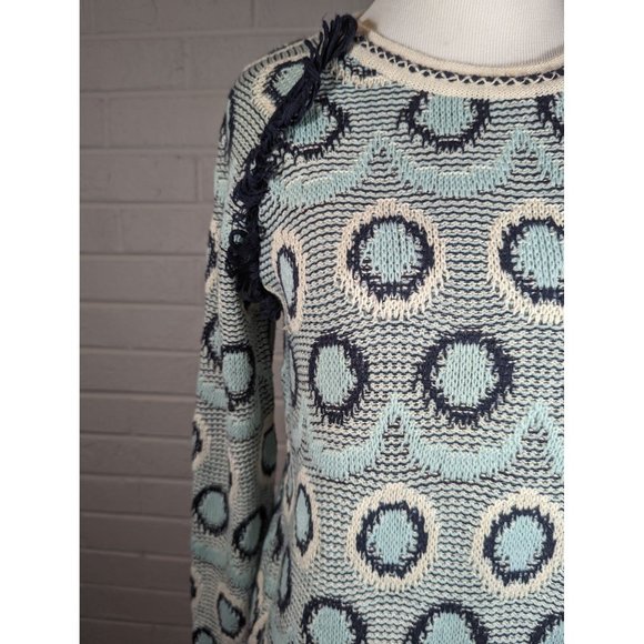 Maria Filo Women's Blue and Beige Knit Sweater Size M - Picture 4 of 7